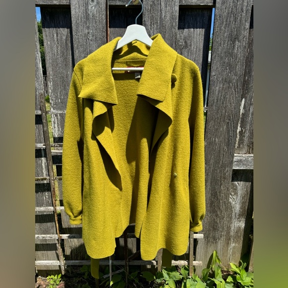 Beyond Threads chartreuse felted alpaca wool wrap coat extra small - Picture 7 of 11
